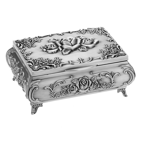 IGNPION Metal Decorative Music Box Rose Elegant Musical Jewellery Box Trinket Storage Box Music Jewelry Keepsake Ornate Display Case Birthday, Wedding, Mothers Days Gifts (Tune:You Are My Sunshine)