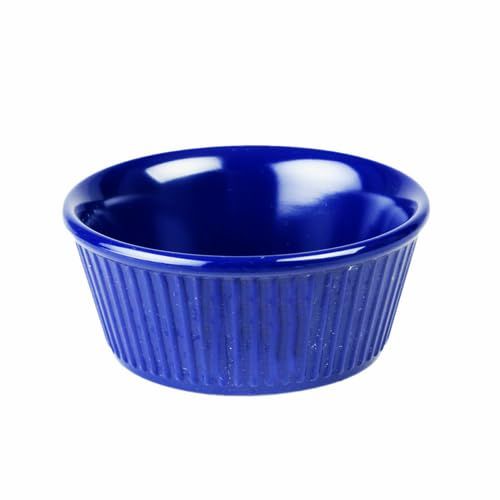 A-to-Z Supply ML533CB1 Ramekin, 3-1/2 oz. Capacity, 3-3/8" Dia., Round, Fluted, Break-Resistant, Dishwasher Safe, BPA Free, Melamine, Cobalt Blue, NSF, Pack of 12