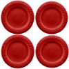 Crackle Glaze Red - Melamine/Plastic Side/Salad Plates Set for 4