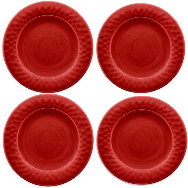 Crackle Glaze Red - Melamine/Plastic Side/Salad Plates Set for 4