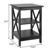 End Table Sofa 24 Inch X-Design Side End Storage Shelf Black