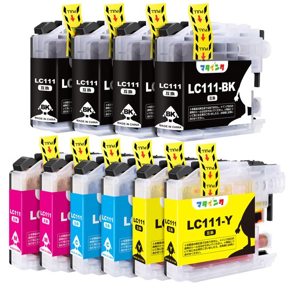 Matink LC111 Compatible Ink Cartridge, Compatible with Brother Compatible Ink, Set of 10 (4 Color Set x 2 + 2 Black), Large Capacity, Remaining Indication, Individual Packaging, Extra Quantity