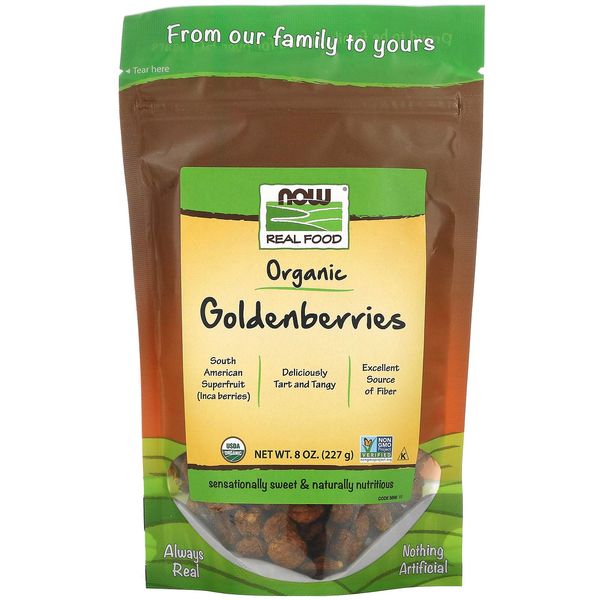 NOW Foods, Organic GoldenBerries, South American Superfruit with Fiber, Potassium, and Vitamin A, 8-Ounce (Packaging May Vary)