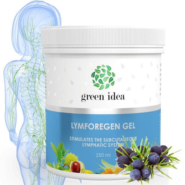 green idea - Lymforegen gel - Stimuliert das Lymphsystem mit 15 Kräutern und ätherischen Ölen - effektive Regeneration - unterstützt Lymphdrainage und Entwässerung- aktive Kräuterformel 250 ml