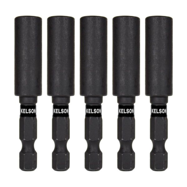 KELSON 5pcs 60mm Impact Rated Magnetic Screwdriver Bit Holder 1/4" Universal
