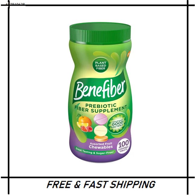 Benefiber Prebiotic Fiber Supplement Chewables, Assorted Fruit, 100 Ct Fast ship