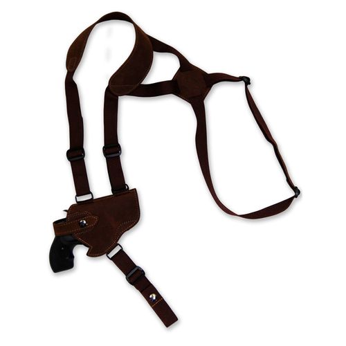 Barsony Brown Leather Cross Harness Shoulder Holster for Ruger SP101 Left