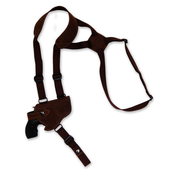 Barsony Brown Leather Cross Harness Shoulder Holster for Ruger SP101 Left
