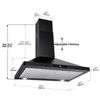 30 in Wall Mount Range Hood Kitchen Stainless Steel 3-Speed Touch Control Black