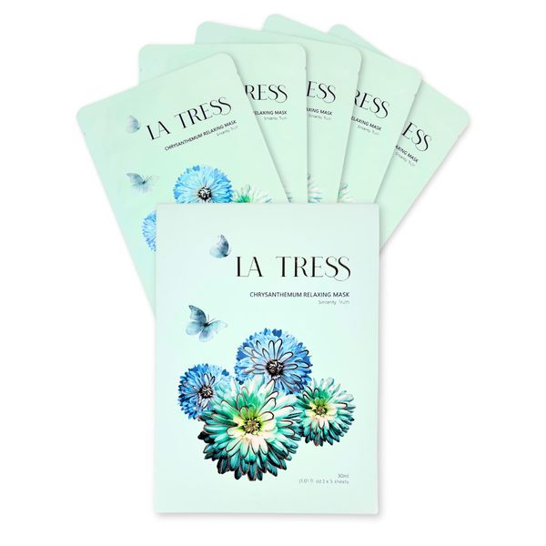 LA TRESS Chrysanthemum Relaxing High Quality Korean Face Mask, Korean Beauty Skin Care (5 Sheets)