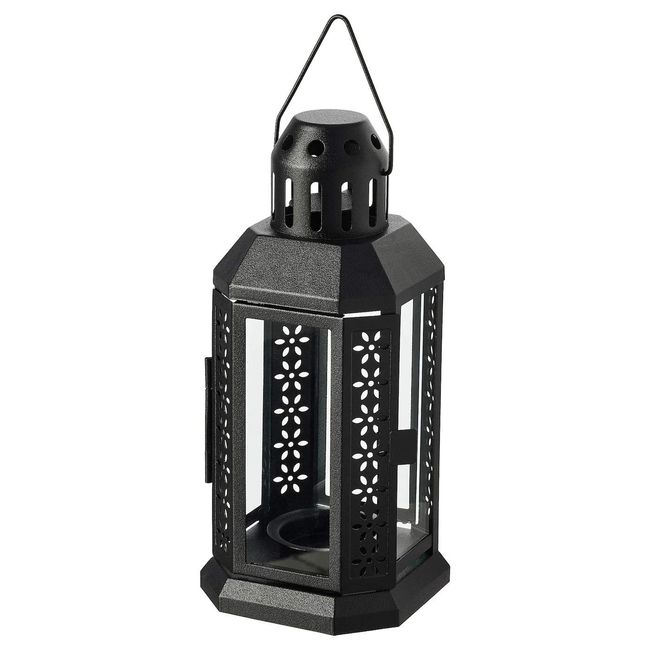 IKEA/IKEA ENRUM/Enlum: Tea Light Lantern, Indoor/Outdoor 8.7 inches (22 cm), Black (204.451.14)