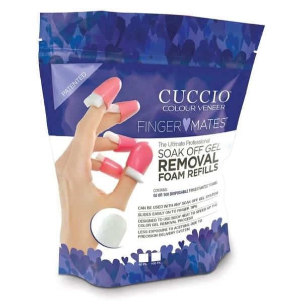 Cuccio Finger Mates Soak Off Gel Removal System - Reusable Non Latex Caps Remove Gel Nail Polish (100 Foam Pad Refills)