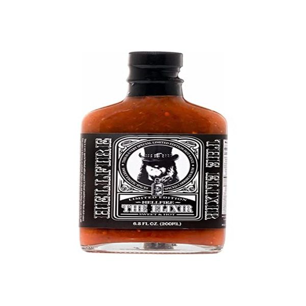 Hellfire The Elixir Hot Sauce, Gourmet, Award-Winning Fruit-Based Sauce, Made with Super Hot Peppers and Caribbean Spiced Rum, 5 oz.