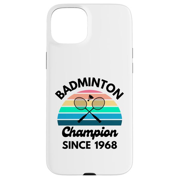 iPhone 15 Plus Badminton Champion Since 1968 Retro Sunset Birthday Case