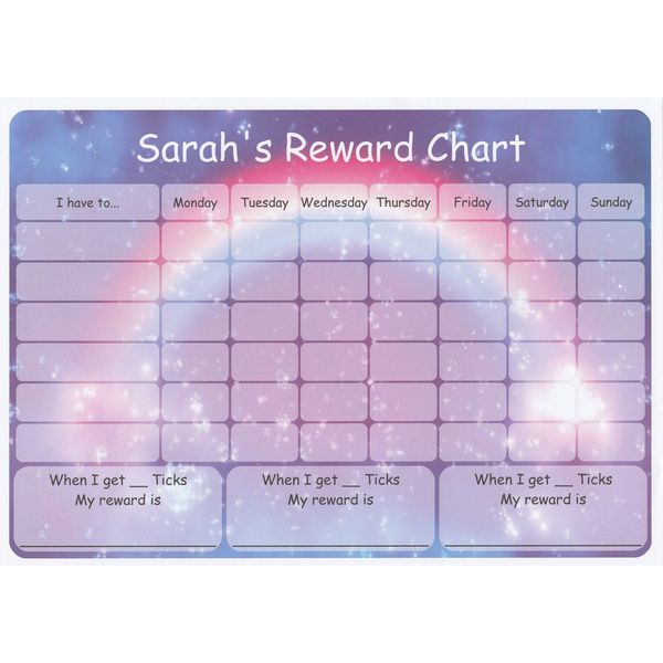 Print'n'Lam A4 Rainbow Personalised Reward Behaviour Chart Reusable Wipe Clean Pen