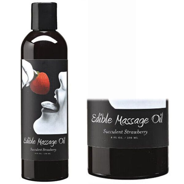 Earthly Body Edible Massage Oil Strawberry flavored Lickable 100% Vegan Natural