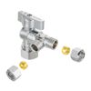 2 PCS 1/4-Turn Dual Compression Angle Stop Valves, 1/2" NOM (5/8" OD)x 3/8"x3/8"