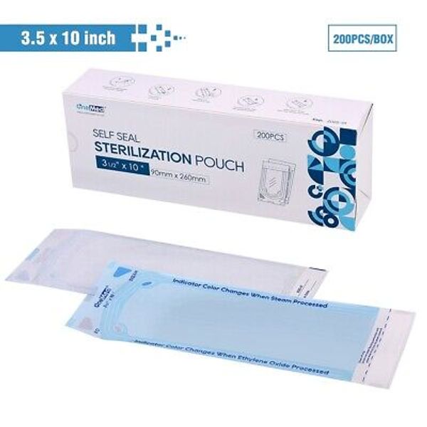 1000 OneMed 3.5"x10" Self Seal Sterilization Pouches Autoclave, Sterilizer Bags