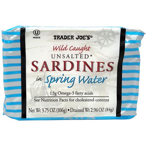 Unsalted Sardines in Spring Water, (Pack of 6), 3.75 oz Tin - Trader Joe's