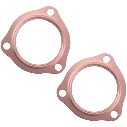 ijuicy 2 PCS Car Exhaust Gaskets, 2.5" Copper Exhaust Manifold Gasket, 3-Bolt Standard Exhaust Pipe Gasket, Ultra Seal Exhaust Flange Gasket, Compatible with Chevrolet SBC BBC 302 305 454 (Gold)
