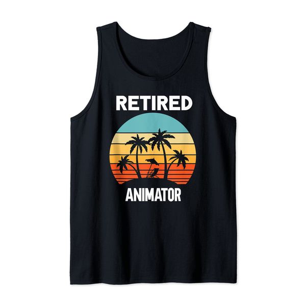 Retired Animator retirement beach palm tree Tank Top