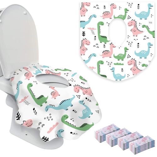20 Extra Large Toilet Seat Covers Disposable for Kids & Adults-Toilet Covers Disposable for Travel-Toddler Toilet Seat Cover Liners for Potty Training-Individually Wrapped-Waterproof (Dinosaurs)