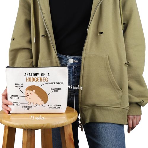 VAMSII Hedgehog Lover Gift Anatomy of A Hedgehog Makeup Bag Hedgehog Fan Cosmetic Bag Hedgehog Owner Gift (Anatomy of A Hedgehog M)