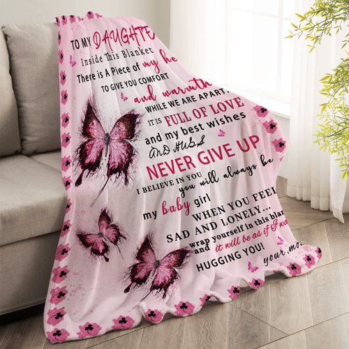 UHANKRU Daughter Blanket from Mom, Daughter Gifts for Birthday, Gifts for Daughter Graduation Blanket, Mother to Daughter Throw Blanket 60"x50"