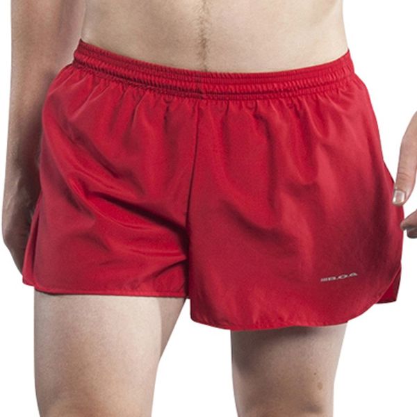 BOA Mens 3" Half Split Trainer Solid Running Short (1206B)(Red, Small)