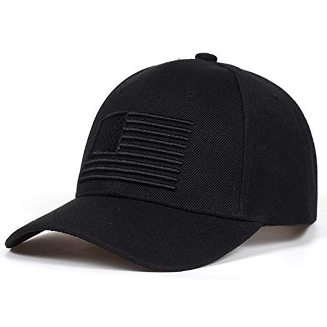 Black American Flag Baseball Cap, USA Low Profile Patriotic Snapback Dad Hat for Men or Women