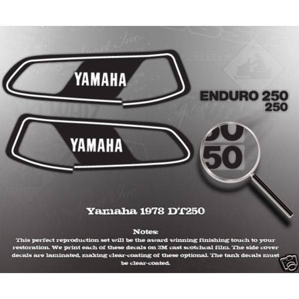 YAMAHA 1978 DT250 DECAL GRAPHIC KIT LIKE NOS