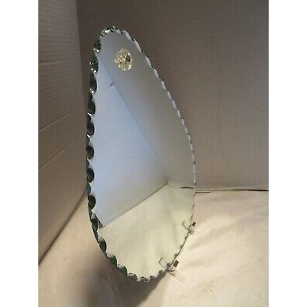 Vintage Wall Mirror Frameless Pie Crust Scalloped Edge Tear shaped Art Deco 1930