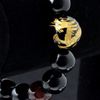 Mecool Men Natural Tiger Eye Agate Chatoyancy Bracelet Big Dragon Pattern Bead(12mm Yellow)