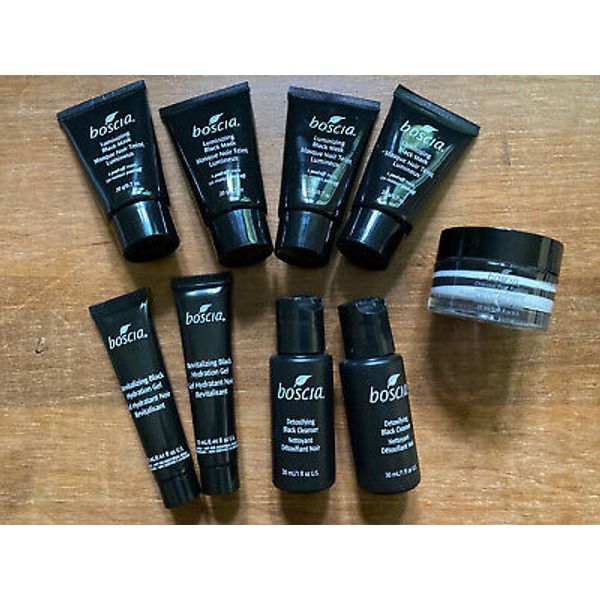 9 X BOSCIA Lot Luminizing Black Mask Peel-Off + Gel Cleanser + Hydration Gel NEW