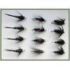 Gold Head Nymph Trout Flies, 12 Pack, Bibio, Black/Peacock, Black/Silver 10/12