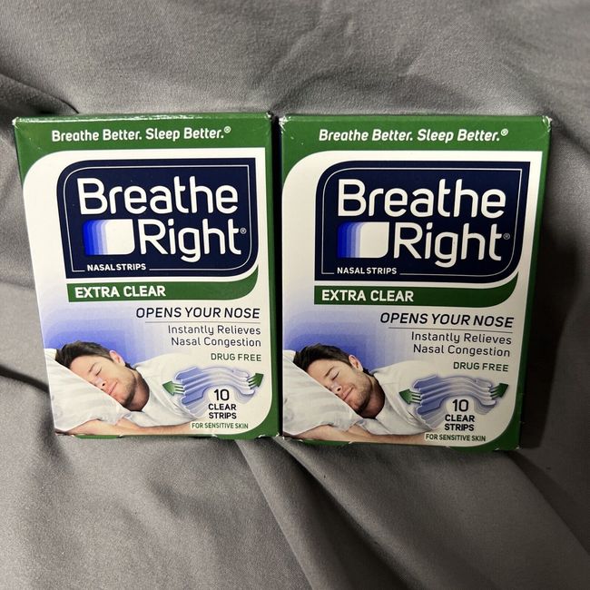 Breathe Right Nasal Strips 10 clear strips opens your nose 2x10strips -S4