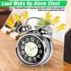 Battery Alarm Clock Silent Bedside Non~Ticking Glow-in-the-Da