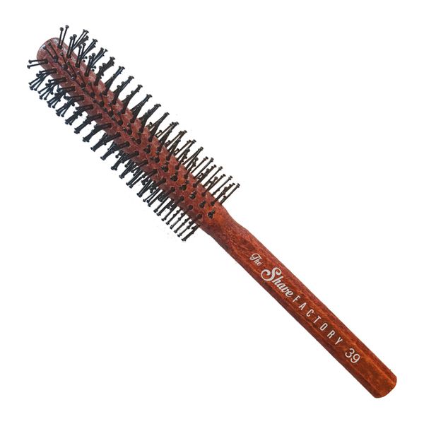 The Shave Factory Wooden Brush Series - Round static free round brush made of wood (Brown, Model-39)