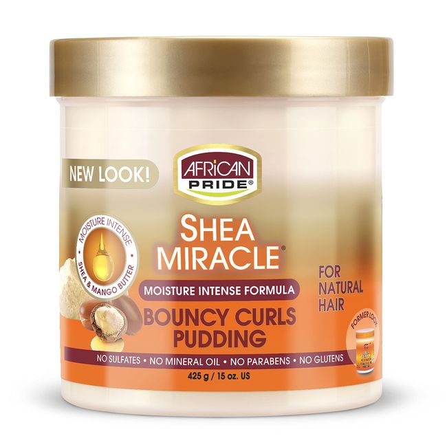 African Pride Shea Miracle Bouncy Curls Pudding - Contains Shea & African Mango Butter to Define Curls & Coils & Tame Hair Frizz, 15 Oz