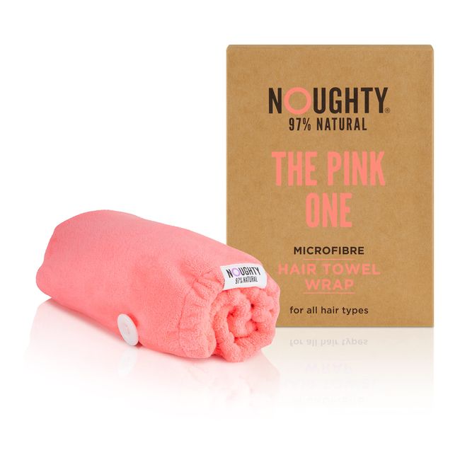 Noughty 97% Natural Pink Microfibre Hair Towel, Hair Towel Wrap Quickly Absorbs Moisture, Reduces Breakage, Combats Frizz, Pink