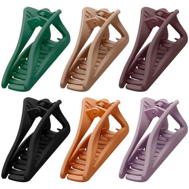 Vanyibro Hair Claw Clips,Girls Women Nonslip French Matte Claw Clip for Thin Hair Curly Straight Long Hair (Pack of 6)