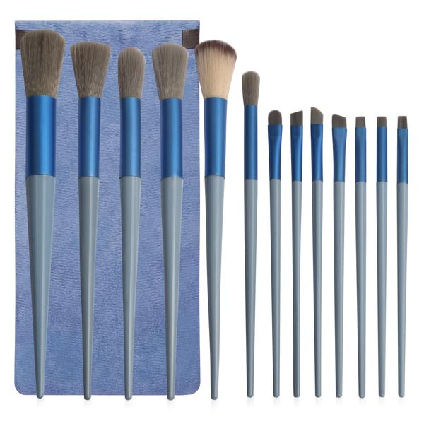 13 Stück Schminkpinsel Make up Pinsel Set, Foundation Puder Concealer Rouge Highlighter Lidschatten Pinsel, Make up Brushes set, Kosmetikpinsel Reise Makeup Pinsel mit Stofftasche für Anfänger