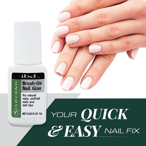 5 Second Brush-On Nail Glue 6 g, for Nail Tips, Full Cover Nails, and for Repairing of Cracked, Split Natural Nails, 3 Packs