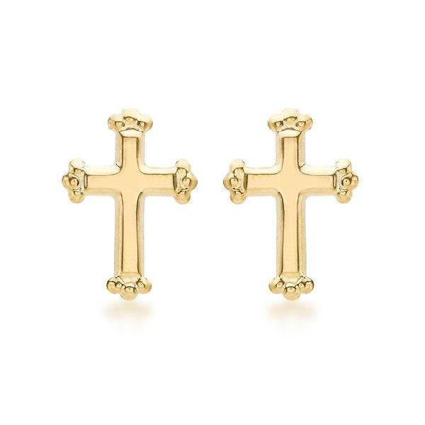CARISSIMA Women's 9ct Yellow Gold Cross Stud Earrings