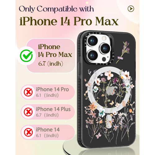 Lotadilo for iPhone 14 Pro Max Case for Women - Cute Design Girls Compatible with Magsafe Magnetic Ring Holder Stand Foral Flower Phone Covers Aesthetic Girly TPU Funda for 14 Pro Max