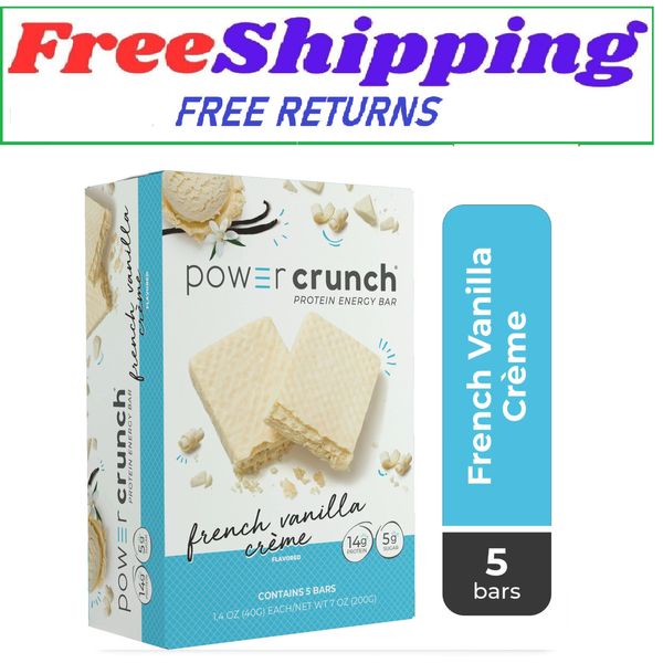 Power Crunch Original Protein Energy Bars, French Vanilla Cream, 5 Ct Box, 1.4 o