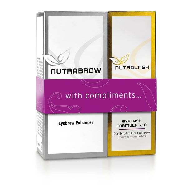 Nutracosmetic NutraBrow Eyebrow Enhancer & Nutralash Eyelash Formula 2.0 I Dense Eyebrow and Long Eyelashes in 6-12 Weeks I Serum for Eyelash and Eyebrow Growth I 3 ml & 1 ml