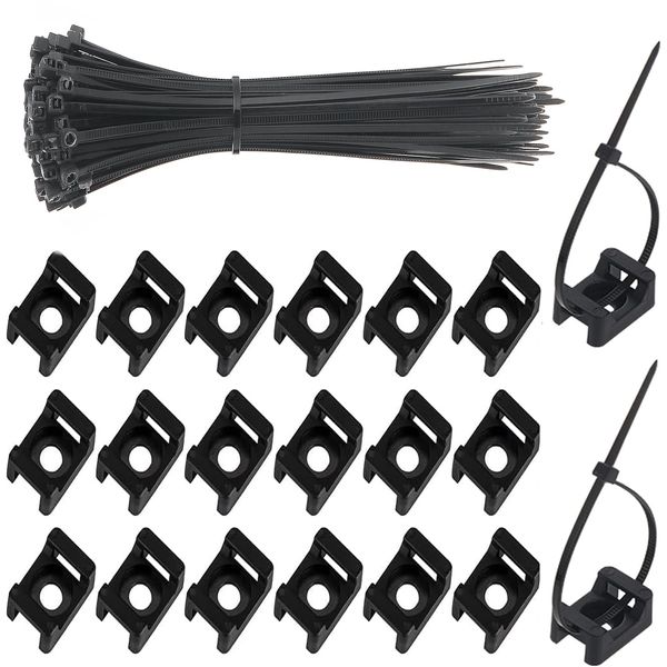 Habwea 300 Stück Kabelbinder Set Kabelhalter Schraubbar Kabelbinder Befestigung Kabelmanagement Kabelschellen Schraubsockel für Kabelbinder Nylon Sattelhalterung Halterungs für Kabelbefestigung