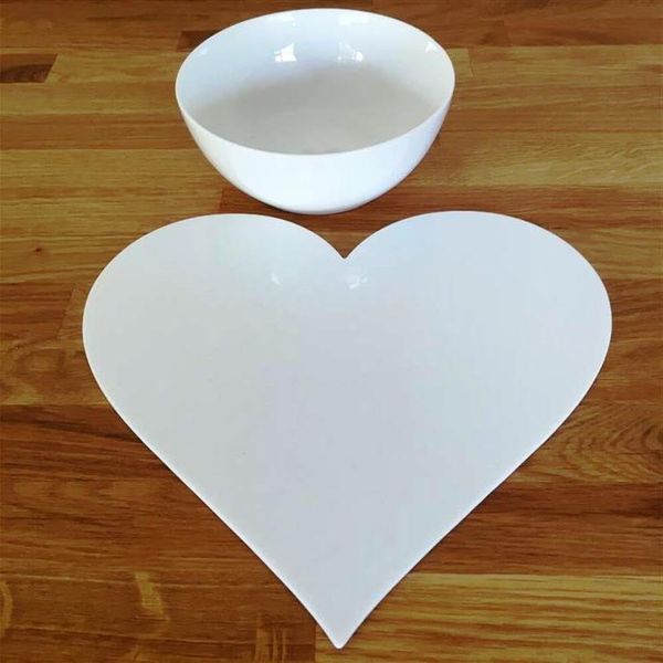 Heart Placemat Set - Gloss Bright Blue 4 Placemats Large 38cm