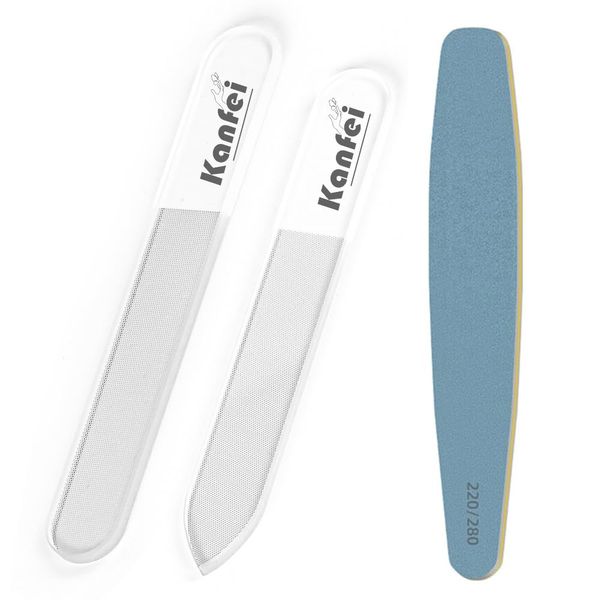 kanfei Nail File, Nail Polish, Sponge File Set, Polished, Glass, Nail Care